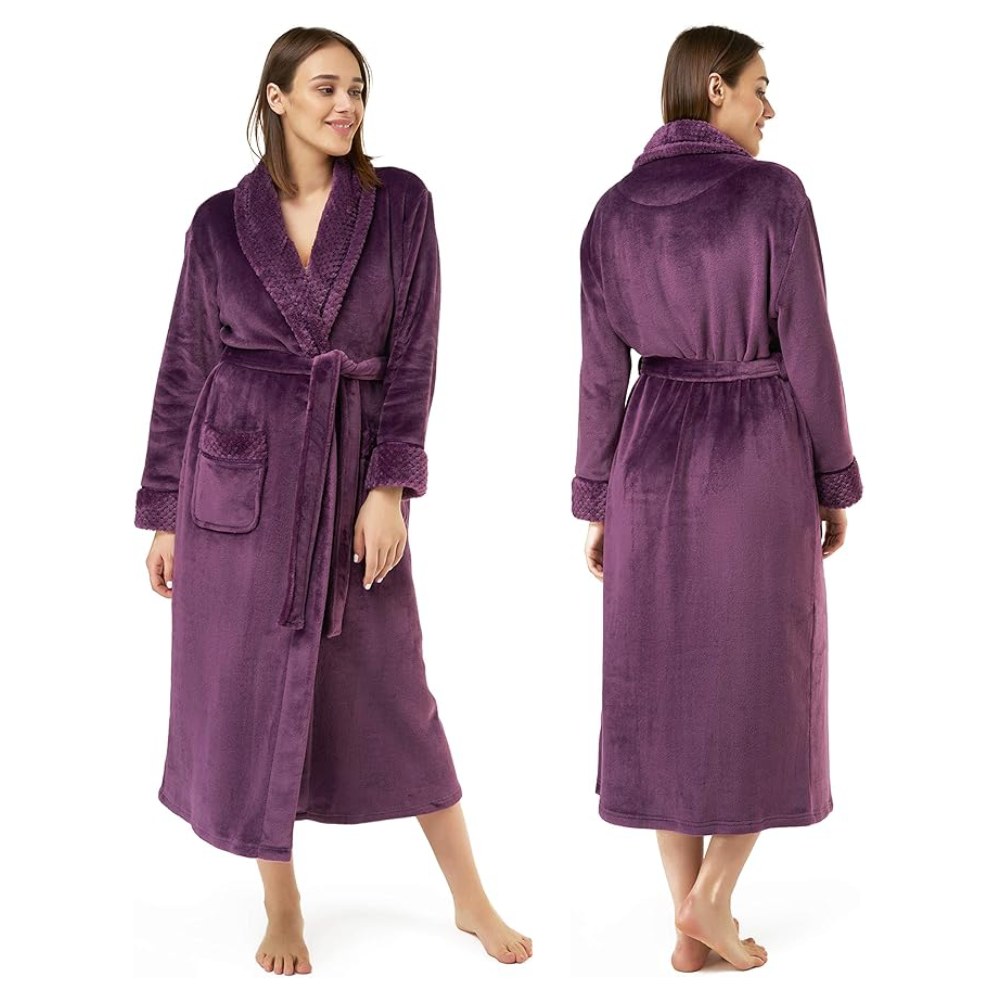 Ladies Fleece Bathrobes (Gray): image 4
